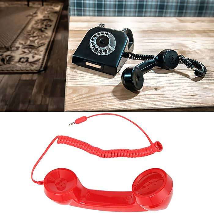 3.5mm Retro Phone Handset, Old School Cell Phone Handset, Raniation Proof Handheld Receiver Telephone for Home Office, Mobile Phones, Computers (Red) - Image 4