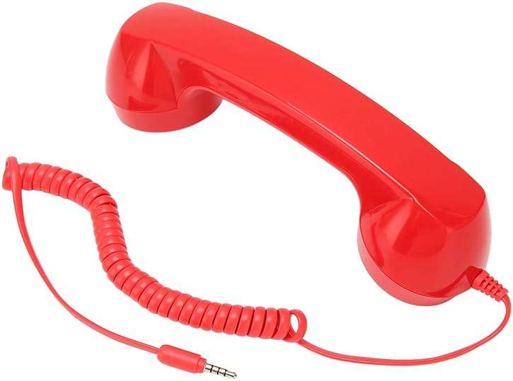 3.5mm Retro Phone Handset, Old School Cell Phone Handset, Raniation Proof Handheld Receiver Telephone for Home Office, Mobile Phones, Computers (Red) - Image 8