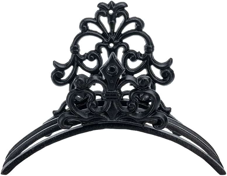 MyGift Wall Mounted Garden Hose Holder, Decorative Vintage French Floral Scrollwork hose Reel Hanger, Black Cast Iron Water Hose Storage Rack - Image 6