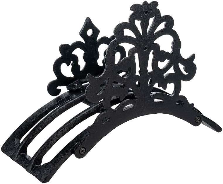 MyGift Wall Mounted Garden Hose Holder, Decorative Vintage French Floral Scrollwork hose Reel Hanger, Black Cast Iron Water Hose Storage Rack - Image 7