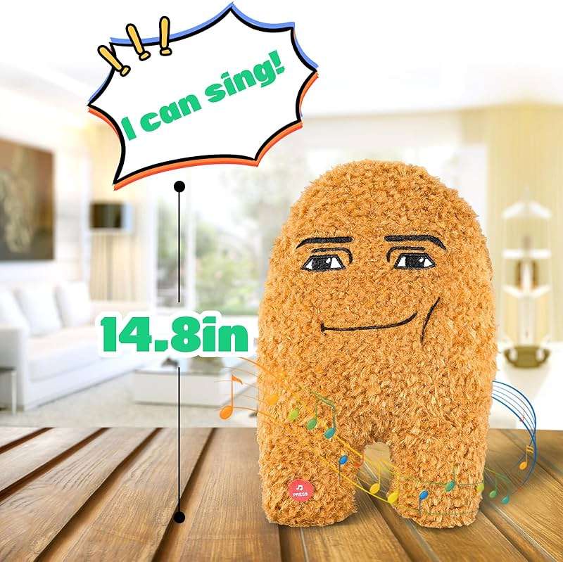 hotekous Plush Toy,14.8 in Singing Cotton Eye Joe Plush Funny Chicken Nugget Pillow Toys for Fans-Meme Plush - Image 4