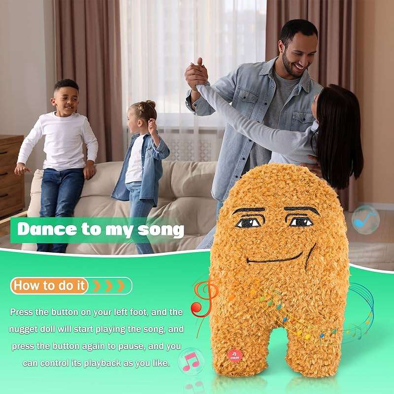 hotekous Plush Toy,14.8 in Singing Cotton Eye Joe Plush Funny Chicken Nugget Pillow Toys for Fans-Meme Plush - Image 5