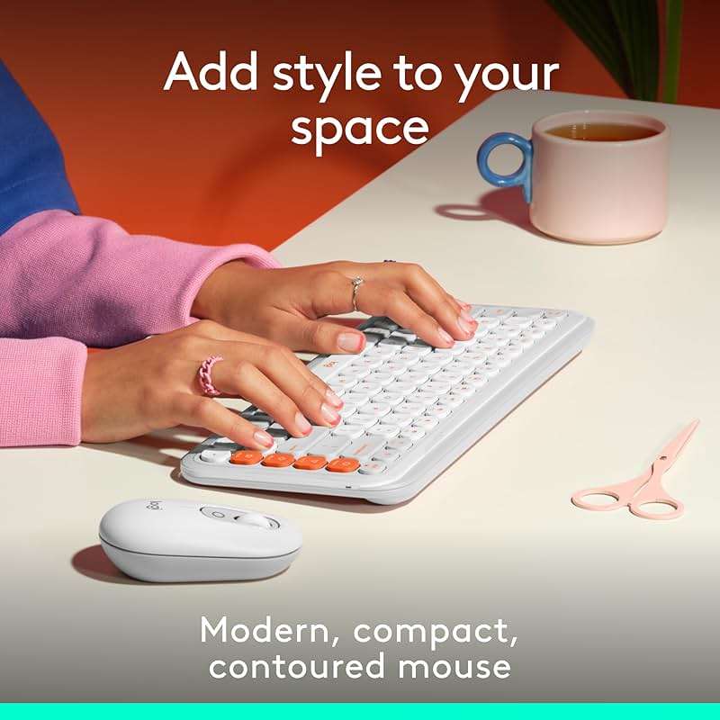 Logitech POP Mouse, Compact and Portable Wireless Bluetooth Mouse with Programmable Buttons and Quiet Clicks, Easy-Switch Between up to 3 Devices, Laptop, Tablet, PC - Off-White - Image 2