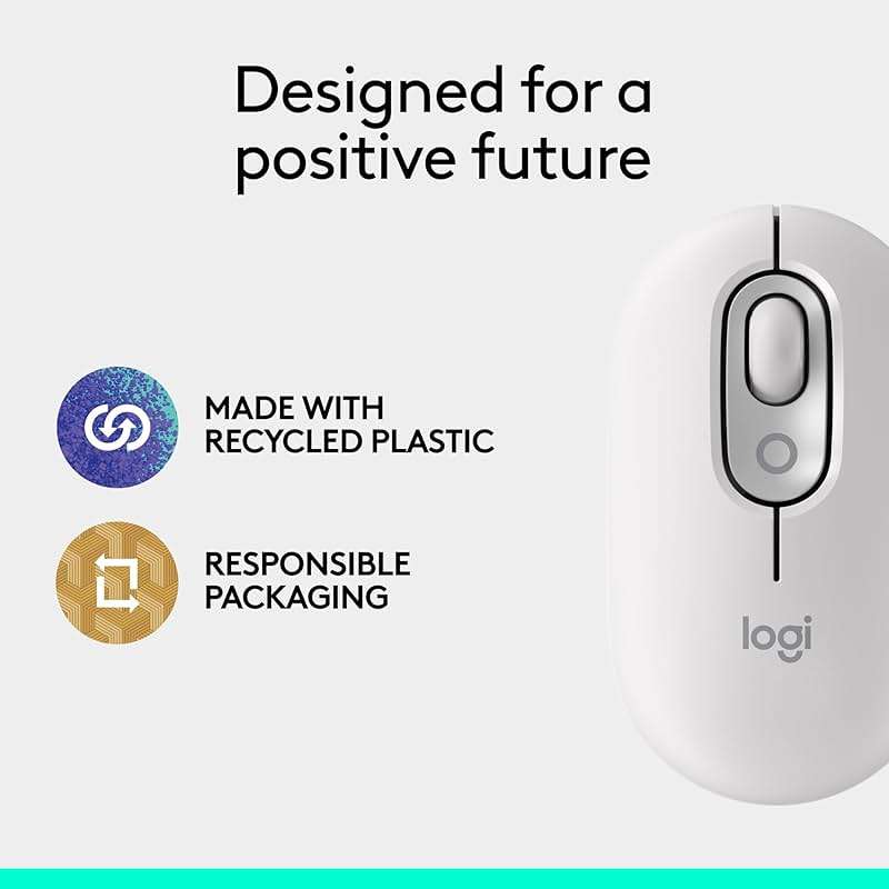 Logitech POP Mouse, Compact and Portable Wireless Bluetooth Mouse with Programmable Buttons and Quiet Clicks, Easy-Switch Between up to 3 Devices, Laptop, Tablet, PC - Off-White - Image 11