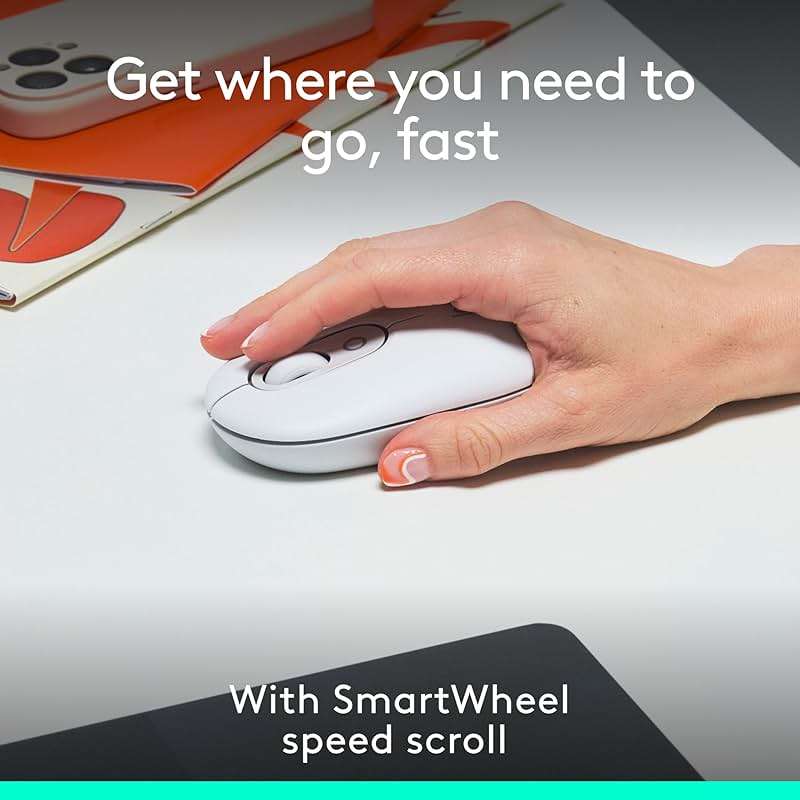Logitech POP Mouse, Compact and Portable Wireless Bluetooth Mouse with Programmable Buttons and Quiet Clicks, Easy-Switch Between up to 3 Devices, Laptop, Tablet, PC - Off-White - Image 3