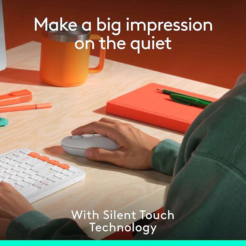 Logitech POP Mouse, Compact and Portable Wireless Bluetooth Mouse with Programmable Buttons and Quiet Clicks, Easy-Switch Between up to 3 Devices, Laptop, Tablet, PC - Off-White - Image 5