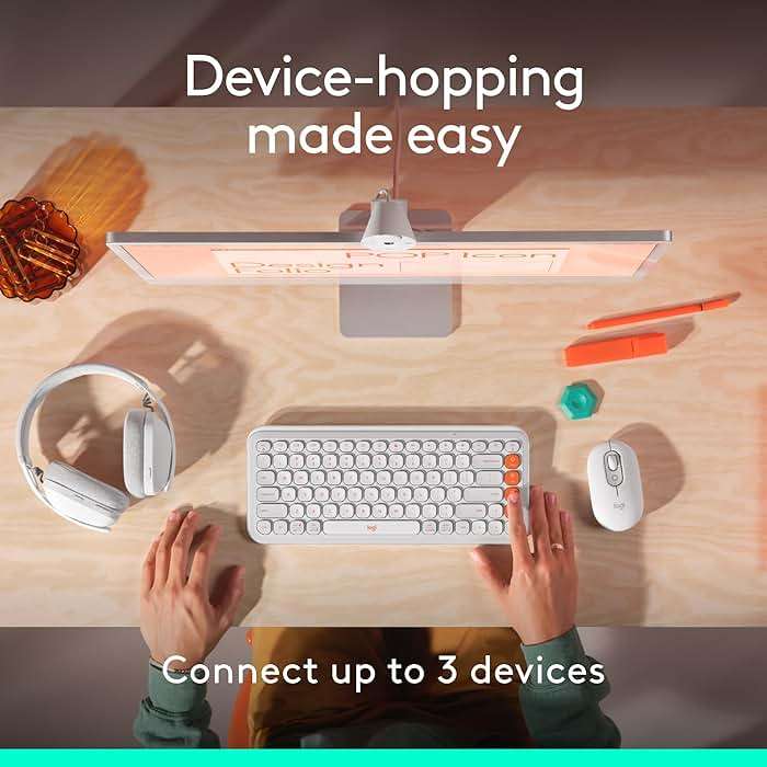 Logitech POP Mouse, Compact and Portable Wireless Bluetooth Mouse with Programmable Buttons and Quiet Clicks, Easy-Switch Between up to 3 Devices, Laptop, Tablet, PC - Off-White - Image 8