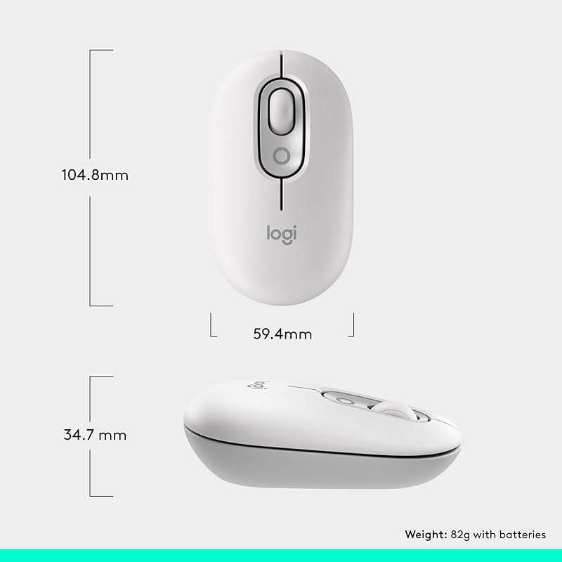 Logitech POP Mouse, Compact and Portable Wireless Bluetooth Mouse with Programmable Buttons and Quiet Clicks, Easy-Switch Between up to 3 Devices, Laptop, Tablet, PC - Off-White - Image 9