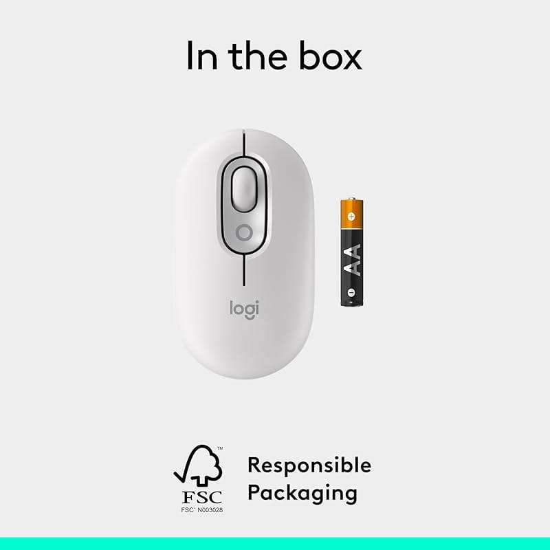 Logitech POP Mouse, Compact and Portable Wireless Bluetooth Mouse with Programmable Buttons and Quiet Clicks, Easy-Switch Between up to 3 Devices, Laptop, Tablet, PC - Off-White - Image 10