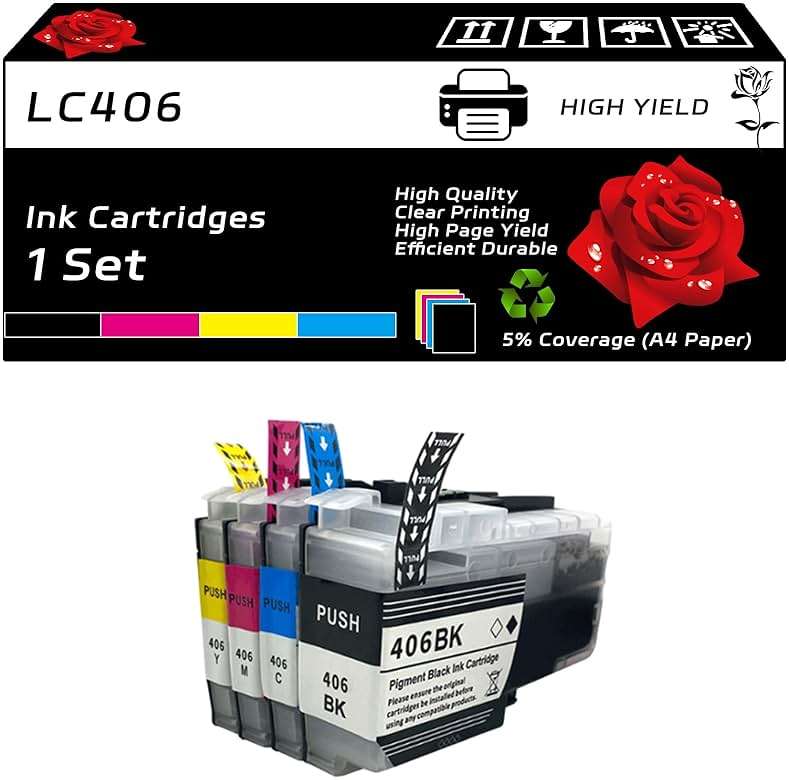 BEMPP LC406 Ink Cartridges Compatible with Brother MFC-J5955DW MFC-J6555DW MFC-J6955DW Printers, High Yield 4000 Pages, Vibrant Colors (1 Set), Black, Cyan, Magenta, Yellow - Image 1