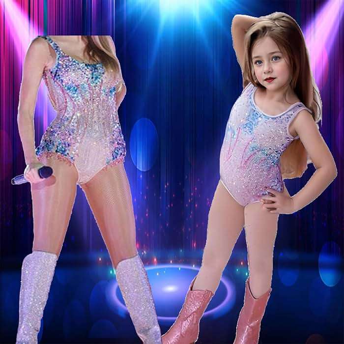 Hewtwerck Girls Birthday Outfit Costume Kids Fans Sparkles Lover Bodysuit Leotard Halloween Birthday Party Cosplay - Image 2