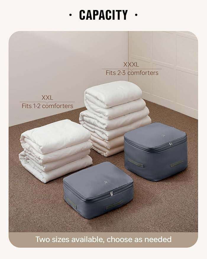 Eachy 3-Pack Comforter Storage Bag Blanket Storage Bags, 136L Compression Storage Bags for Blanket Comforter, Ultra Space Saving Self Compression Organizer - Image 6