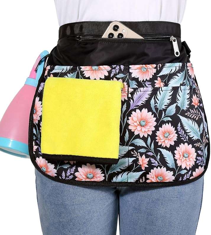 Bafelia Small Size Cleaning Caddy Apron for Women with 5 Pockets, Professional Waterproof Cleaning Supplies for Housekeepers - Image 1