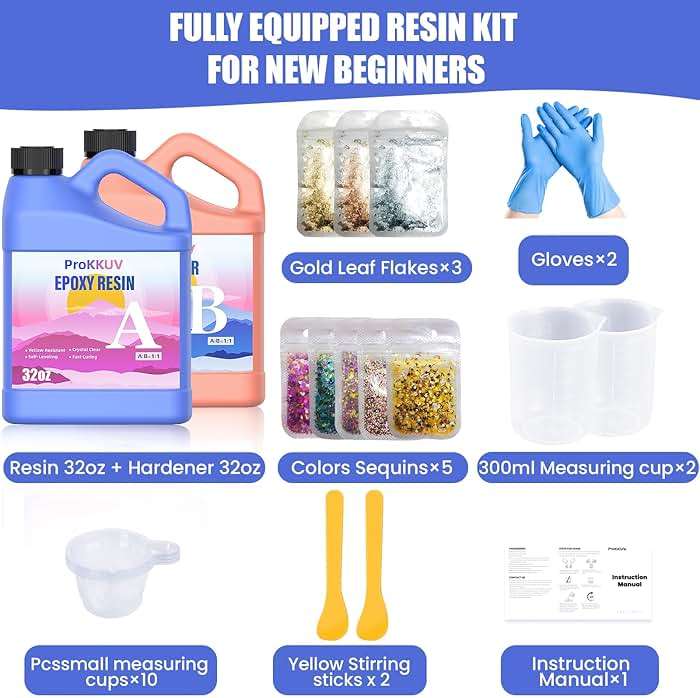 ProKKUV Epoxy Resin Kit, 64OZ Kit Crystal Clear Resin Epoxy, Bubble Free, No Yellowing, UV Resistant, Food Safe, Easy Mix 1:1 for DIY Crafts Jewelry Making(32OZ x 2) - Image 2