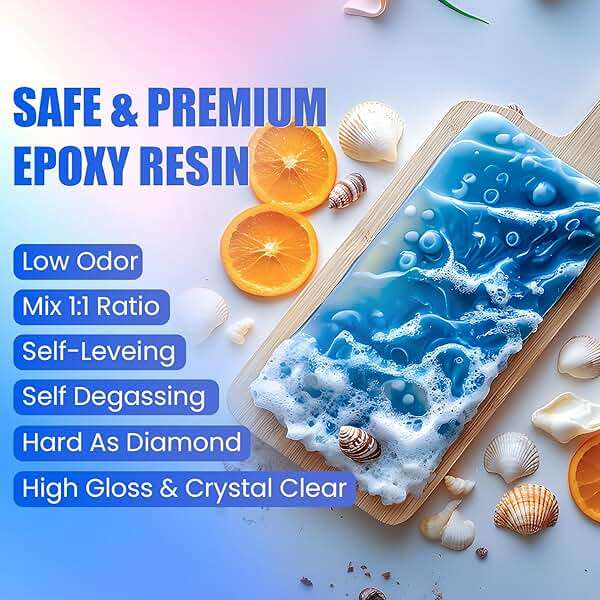 ProKKUV Epoxy Resin Kit, 64OZ Kit Crystal Clear Resin Epoxy, Bubble Free, No Yellowing, UV Resistant, Food Safe, Easy Mix 1:1 for DIY Crafts Jewelry Making(32OZ x 2) - Image 4