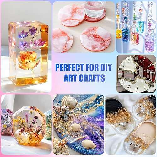 ProKKUV Epoxy Resin Kit, 64OZ Kit Crystal Clear Resin Epoxy, Bubble Free, No Yellowing, UV Resistant, Food Safe, Easy Mix 1:1 for DIY Crafts Jewelry Making(32OZ x 2) - Image 5