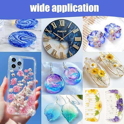 ProKKUV Epoxy Resin Kit, 64OZ Kit Crystal Clear Resin Epoxy, Bubble Free, No Yellowing, UV Resistant, Food Safe, Easy Mix 1:1 for DIY Crafts Jewelry Making(32OZ x 2) - Image 6