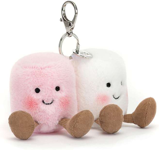 Jellycat Amuseables Pair of Marshmallows Bag Charm, 3.5 inches - Food Plush Keychain - Great Gift Idea - Image 1