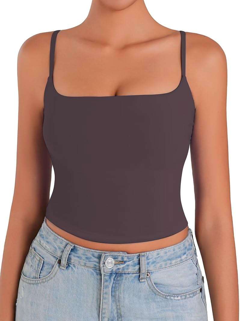 Sunzel Spaghetti Strap Tank Top for Women Double Lined Camisole Square Neck Cami Top Summer Undershirts Going Out Basics - Image 1