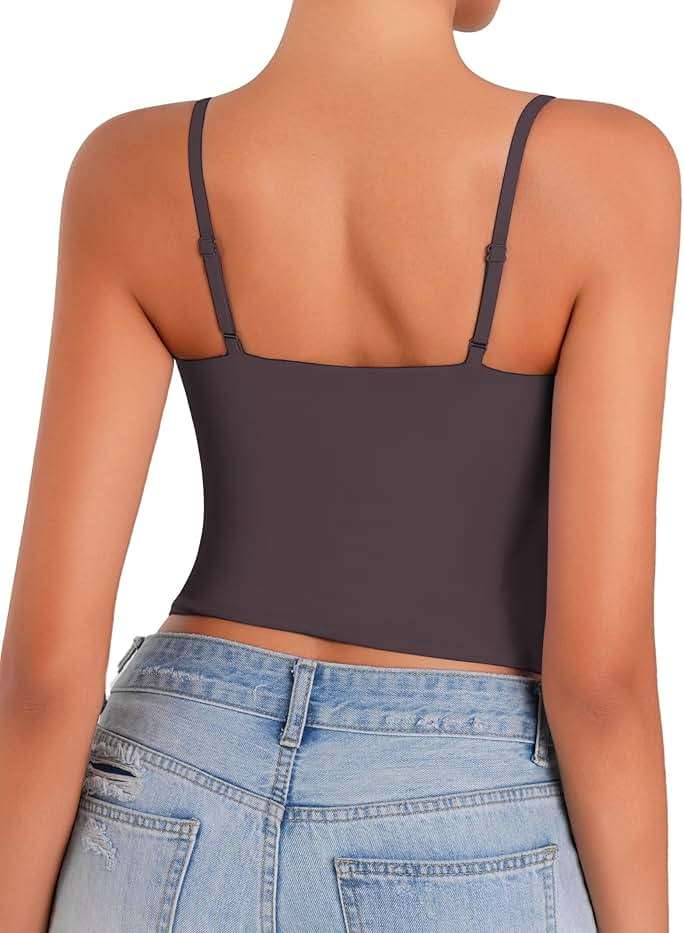 Sunzel Spaghetti Strap Tank Top for Women Double Lined Camisole Square Neck Cami Top Summer Undershirts Going Out Basics - Image 2