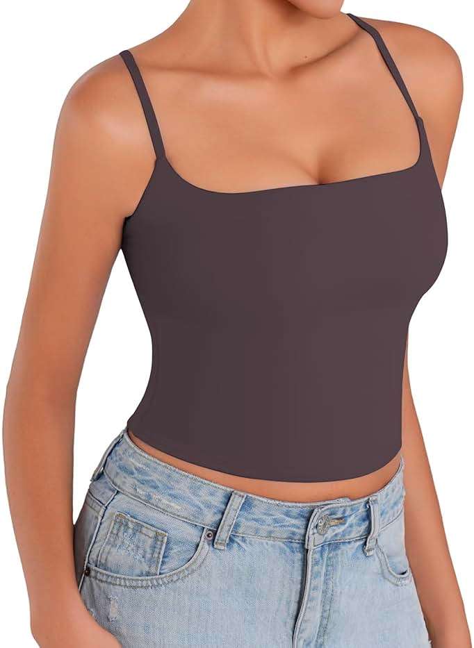 Sunzel Spaghetti Strap Tank Top for Women Double Lined Camisole Square Neck Cami Top Summer Undershirts Going Out Basics - Image 3