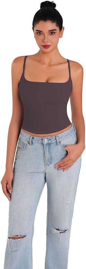 Sunzel Spaghetti Strap Tank Top for Women Double Lined Camisole Square Neck Cami Top Summer Undershirts Going Out Basics - Image 5