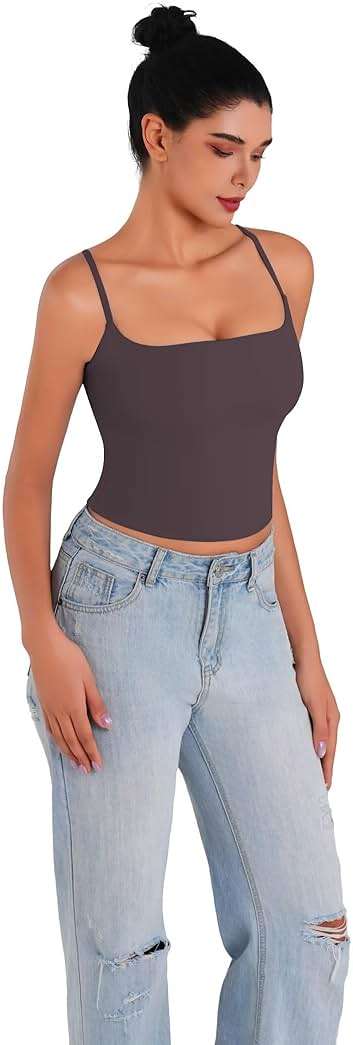 Sunzel Spaghetti Strap Tank Top for Women Double Lined Camisole Square Neck Cami Top Summer Undershirts Going Out Basics - Image 6