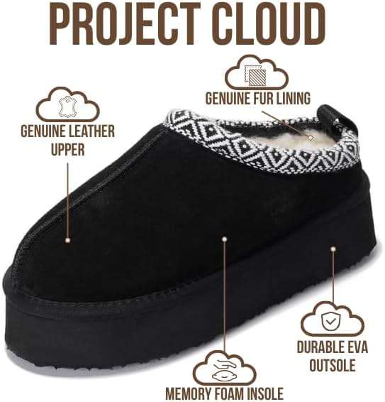 Project Cloud 100% Genuine Leather Platform Slippers for Women – Soft Memory Foam Womens Slippers & Supportive Clogs for Women 2026 – Cozy, Stylish Everyday Footwear (Sayre) - Image 2