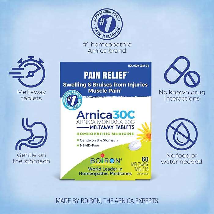 Boiron Arnica 30C Tablets for Pain Relief from Muscle Pain, Joint Soreness, Swelling from Injury or Bruises - 60 Count - Image 3