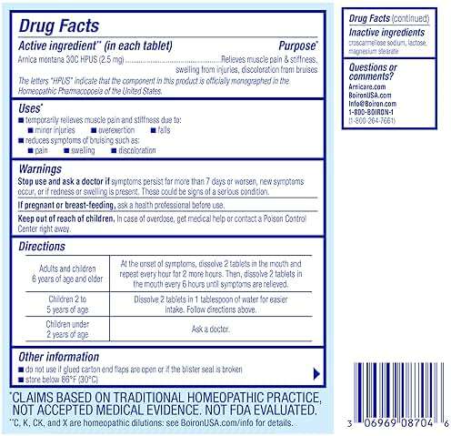 Boiron Arnica 30C Tablets for Pain Relief from Muscle Pain, Joint Soreness, Swelling from Injury or Bruises - 60 Count - Image 7