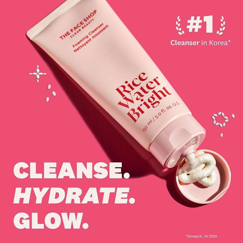The Face Shop Rice Water Bright Double Cleansing Duo Set with Ceramide, Korean Skin Care, Gentle Face Wash & Pore Control Cleansing Oil, Hydrating, Moisturizing, Vegan Facial Cleanser, Makeup Remover - Image 2