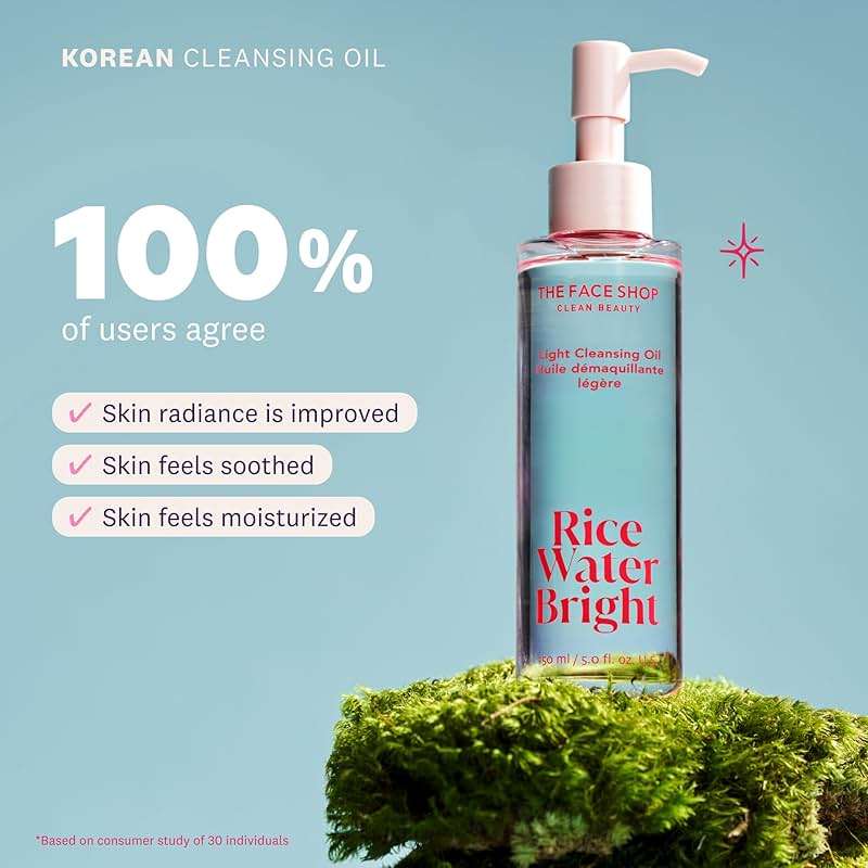 The Face Shop Rice Water Bright Double Cleansing Duo Set with Ceramide, Korean Skin Care, Gentle Face Wash & Pore Control Cleansing Oil, Hydrating, Moisturizing, Vegan Facial Cleanser, Makeup Remover - Image 6