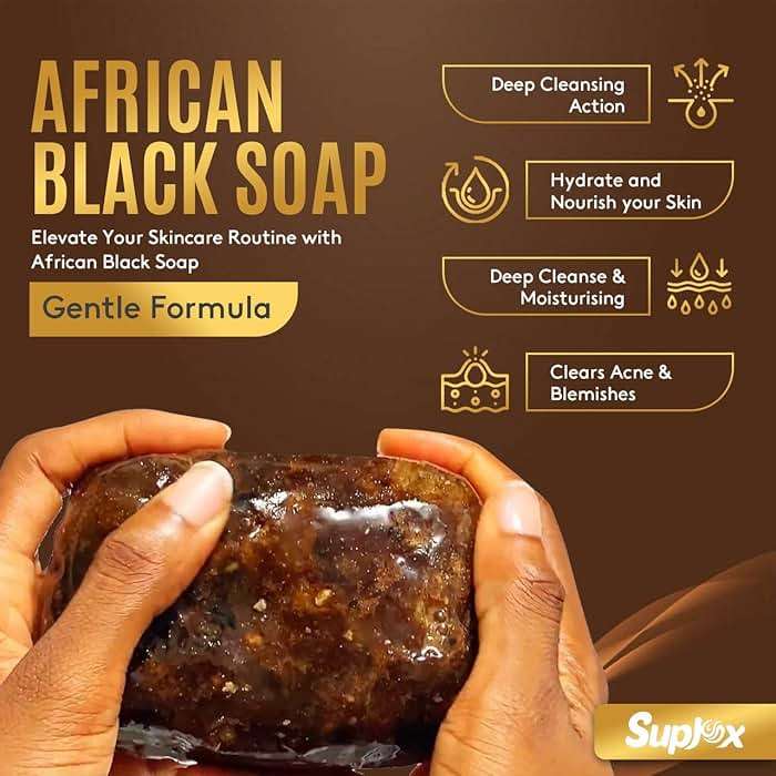 Suplox African Black Soap Bar – African Soap for oily Skin, Ghana Black Face & Body Wash | Face and Body moisturizing cleanser 1 Count. - Image 9