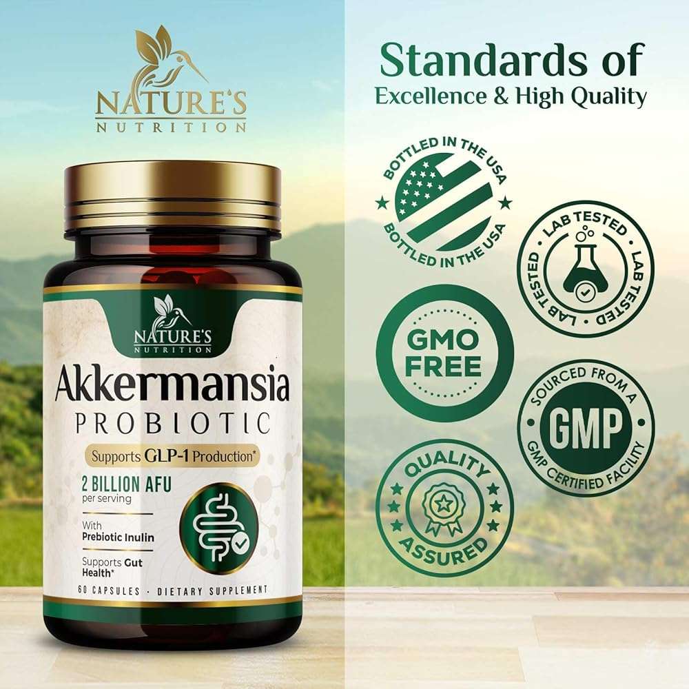 Akkermansia Gut Health Supplement - Premium Akkermansia Probiotic With Prebiotic Fiber - Akkermansia Muciniphila 2 Billion AFU Per Serving - GLP-1 Support for Women & Men, Bottled USA - 60 Capsules - Image 4