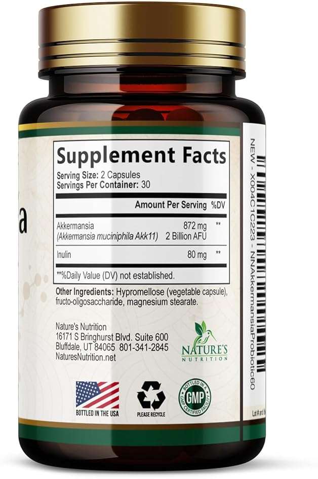 Akkermansia Gut Health Supplement - Premium Akkermansia Probiotic With Prebiotic Fiber - Akkermansia Muciniphila 2 Billion AFU Per Serving - GLP-1 Support for Women & Men, Bottled USA - 60 Capsules - Image 9