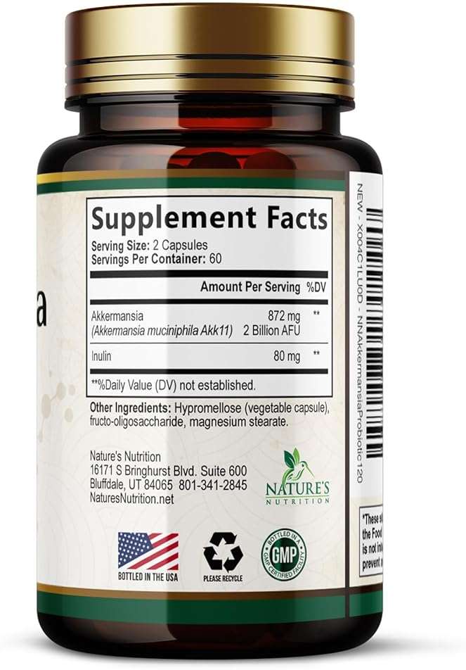 Akkermansia Gut Health Supplement - Premium Akkermansia Probiotic With Prebiotic Fiber - Akkermansia Muciniphila 2 Billion AFU Per Serving - GLP-1 Support for Women & Men, Bottled USA - 120 Capsules - Image 9
