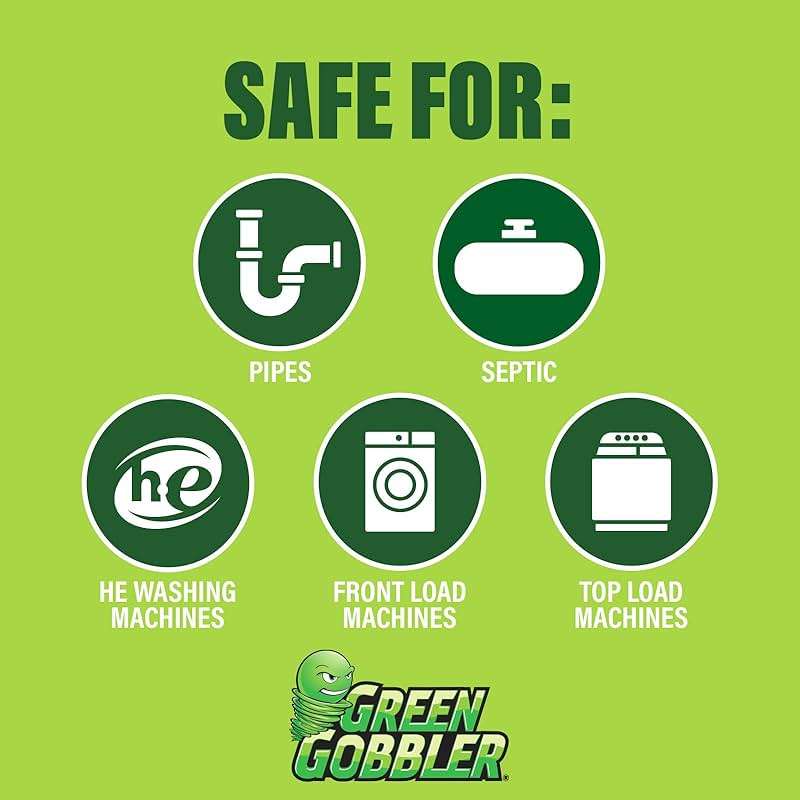 Green Gobbler Premium Washing Machine Cleaner & Deodorizer Tablets with Pipe, Drain & Hose Clean Technology | Front & Top Load Washers | 28 Count - Image 6