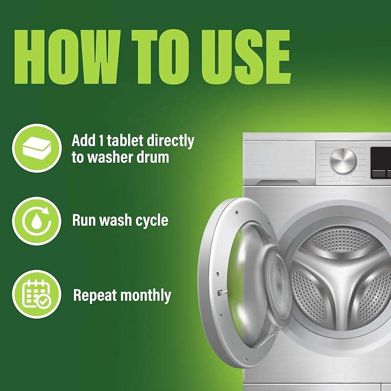 Green Gobbler Premium Washing Machine Cleaner & Deodorizer Tablets with Pipe, Drain & Hose Clean Technology | Front & Top Load Washers | 28 Count - Image 7