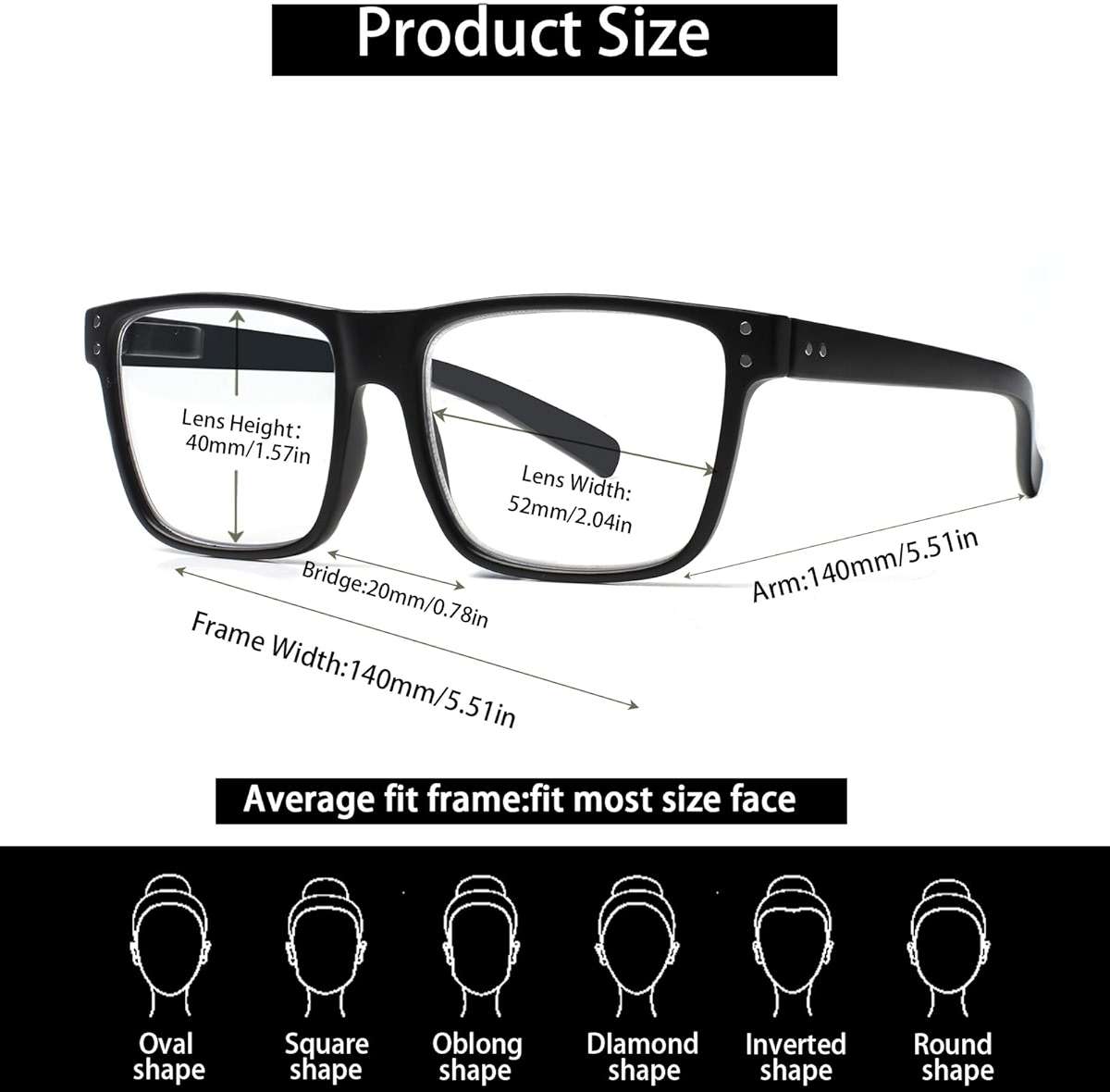Kerecsen 5 Pack Oversized Reading Glasses Blue Light Blocking Square Large Frame Readers for Men and Women - Image 2