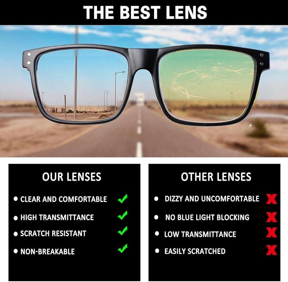 Kerecsen 5 Pack Oversized Reading Glasses Blue Light Blocking Square Large Frame Readers for Men and Women - Image 6