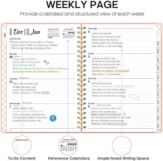 2025 Planner - Weekly and Monthly Planner Spiral Bound, January 2025 - December 2025, Hardcover 2025 Calendar Planner Book with Tabs, Inner Pocket, Perfect for Office Home School Supplies - A5 (6.3" x 8.5"), Pink - Image 5