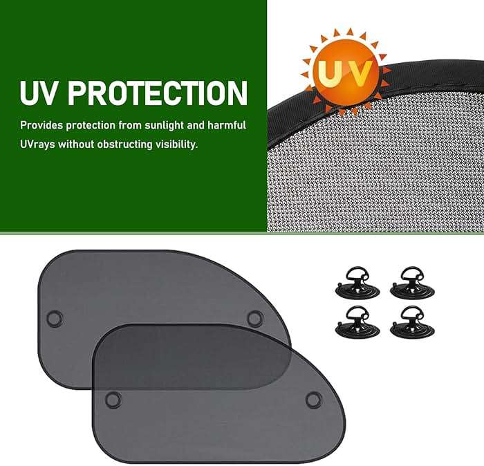 Tesnaao 2 PCS Car Side Window Sun Shade with Suction Cup, 26In x 15In Vehicle Window Covers, Universal Automotive Window Thermal Protectors Accessories for Truck SUV Car (Black) - Image 4