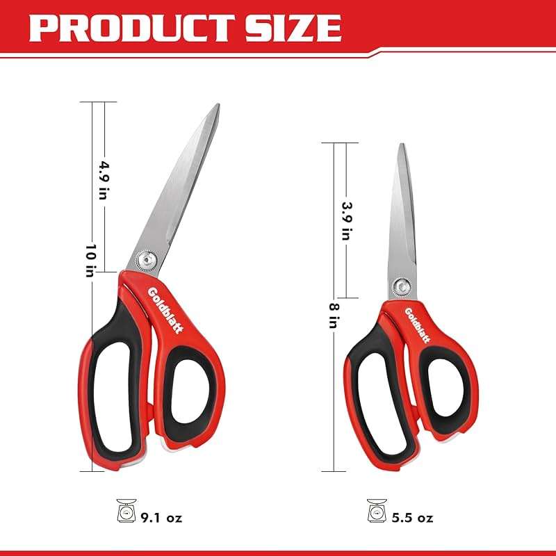 Goldblatt 2PCS Heavy Duty Scissors, Multipurpose Shop Scissors with Stainless Steel Blade and Comfortable Handle, Easy Cutting Cardboard, Wires, Leather, Fabric - Image 3