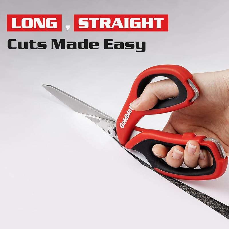 Goldblatt 2PCS Heavy Duty Scissors, Multipurpose Shop Scissors with Stainless Steel Blade and Comfortable Handle, Easy Cutting Cardboard, Wires, Leather, Fabric - Image 4