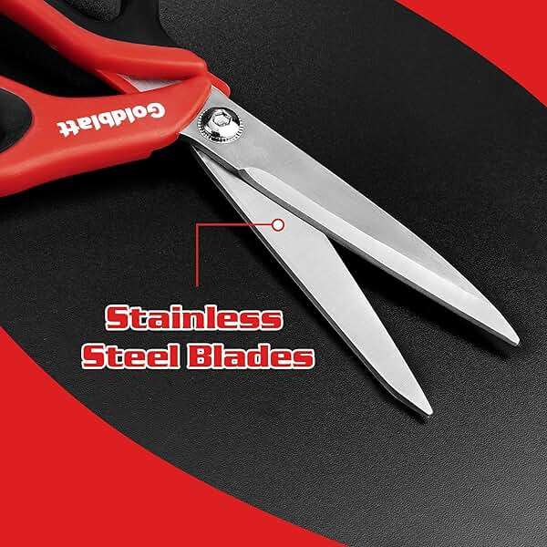 Goldblatt 2PCS Heavy Duty Scissors, Multipurpose Shop Scissors with Stainless Steel Blade and Comfortable Handle, Easy Cutting Cardboard, Wires, Leather, Fabric - Image 6