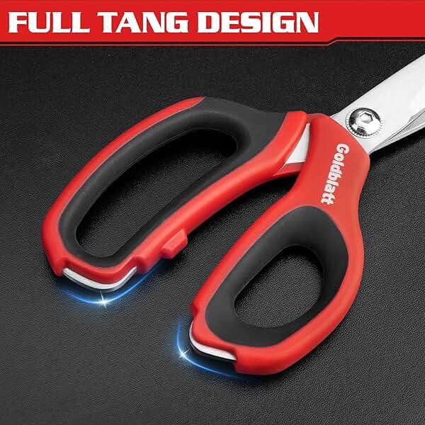 Goldblatt 2PCS Heavy Duty Scissors, Multipurpose Shop Scissors with Stainless Steel Blade and Comfortable Handle, Easy Cutting Cardboard, Wires, Leather, Fabric - Image 7