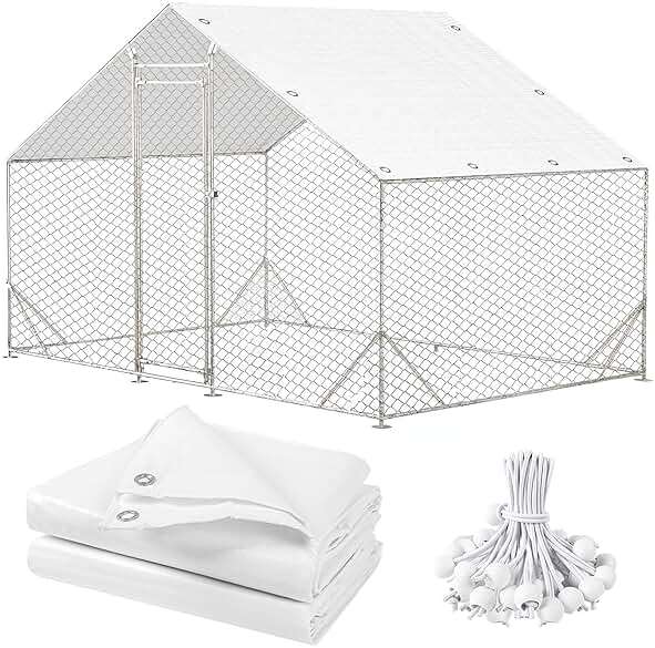 Chicken Coop Cover,11.48 * 6.23 FT Cover for Chicken Run Large Metal Chicken Coop Pen - Image 1
