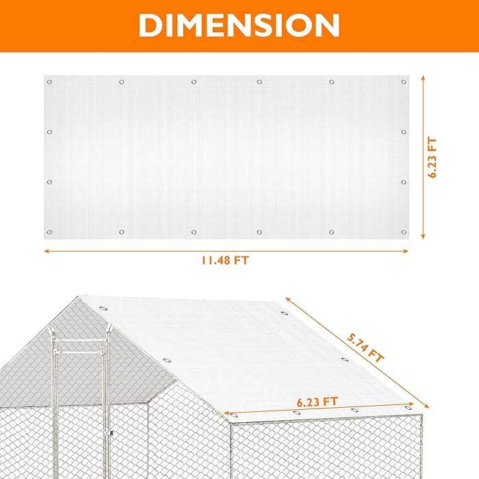 Chicken Coop Cover,11.48 * 6.23 FT Cover for Chicken Run Large Metal Chicken Coop Pen - Image 2