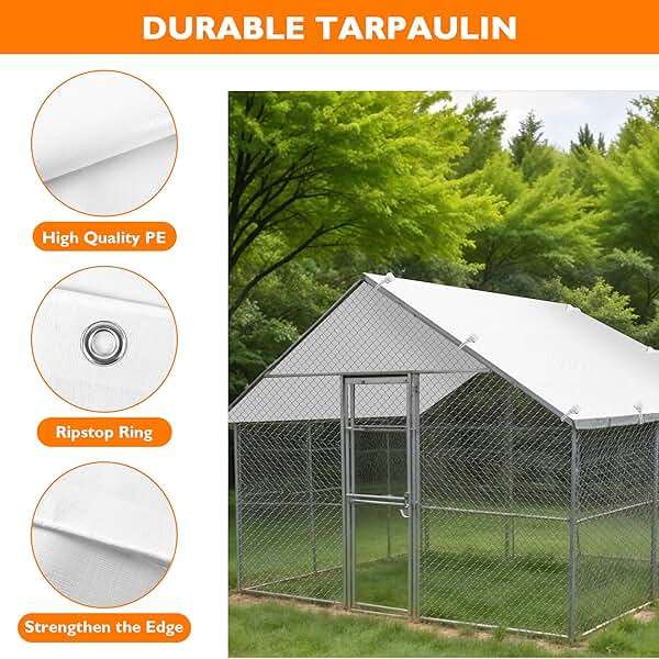 Chicken Coop Cover,11.48 * 6.23 FT Cover for Chicken Run Large Metal Chicken Coop Pen - Image 3