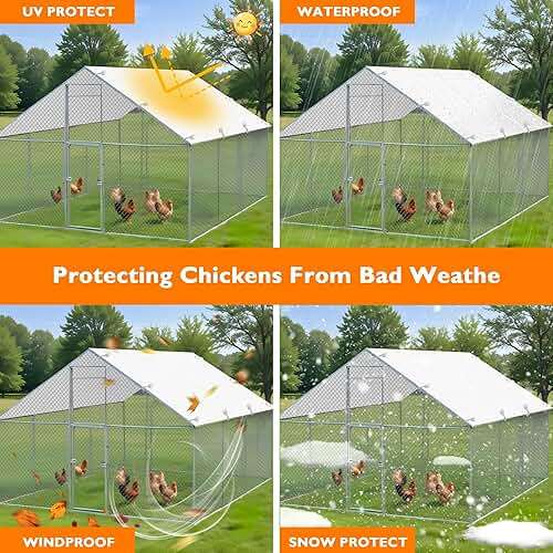 Chicken Coop Cover,11.48 * 6.23 FT Cover for Chicken Run Large Metal Chicken Coop Pen - Image 4